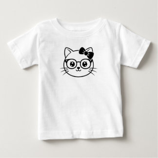 Kawaii-nerd Katzen-Gesicht mit Brille und Schleife Baby T-shirt