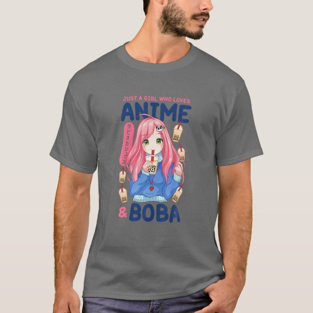 Kawaii Niedlich Anime Girl Otaku Japanischer Boba  T-Shirt (Vorderseite)