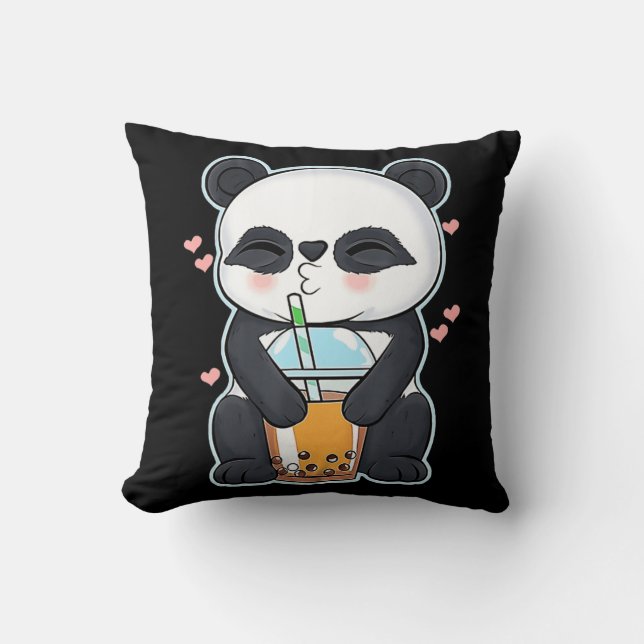 Kawaii Niedlich Anime Panda Boba Bubble Tee Otaku  Kissen (Vorderseite)