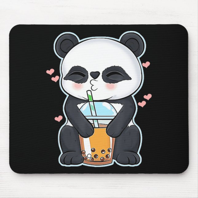 Kawaii Niedlich Anime Panda Boba Bubble Tee Otaku  Mousepad (Vorne)
