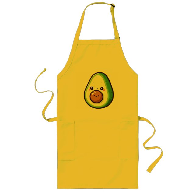 Kawaii Niedlich Avocado Lange Schürze (Vorne)