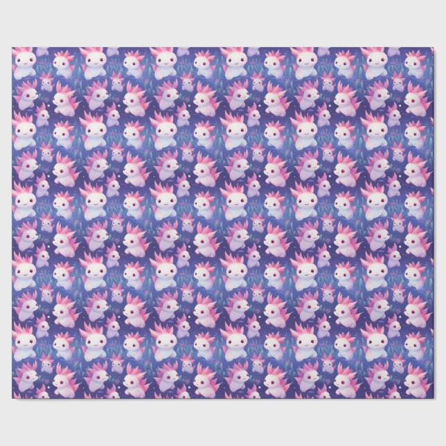 Kawaii Niedlich Baby Axolotls Geschenkpapier (Saum)