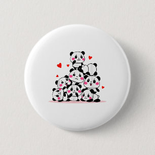 Kawaii Niedlich Baby Panda Pile mit Red Hearent Va Button