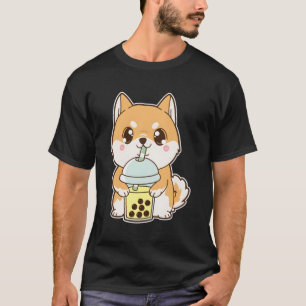 Kawaii Niedlich Boba Shiba Inu Dog Gelbe Perle T-Shirt