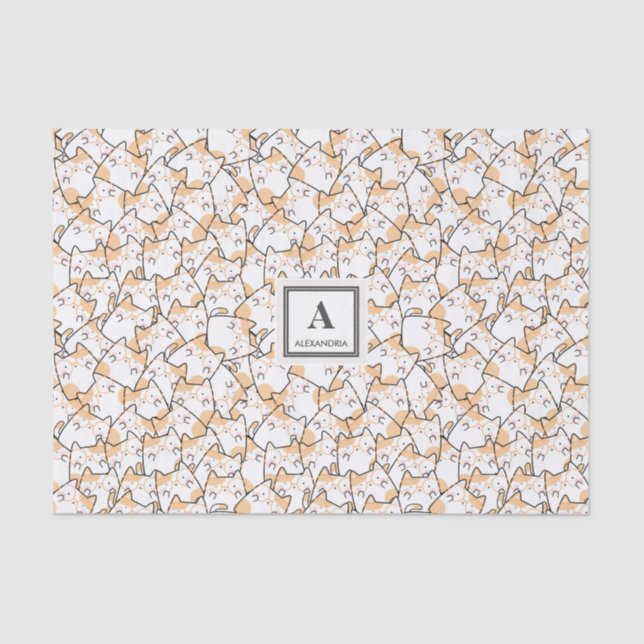 Kawaii Niedlich Cat Pattern Seidenpapier (Vorderseite)