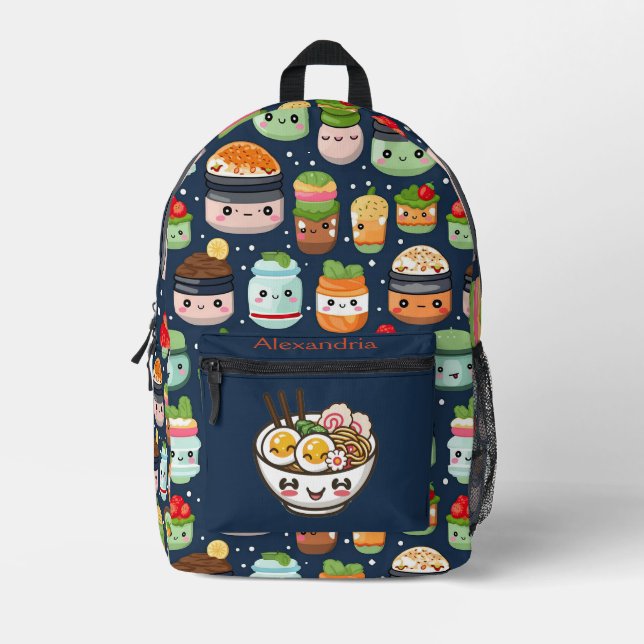 Kawaii Niedlich Custom Ramen Cat Bedruckter Rucksack (Vorderseite)