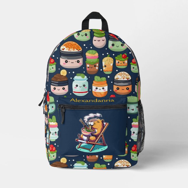 Kawaii Niedlich Custom Ramen Cat Bedruckter Rucksack (Vorderseite)