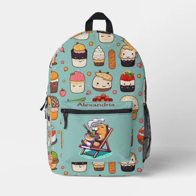 Kawaii Niedlich Custom Ramen Cat Bedruckter Rucksack (Vorderseite)