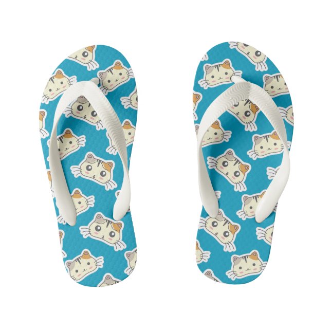 Kawaii Niedlich glücklich Little Kitty Kitten. Kinderbadesandalen (Fußbett)