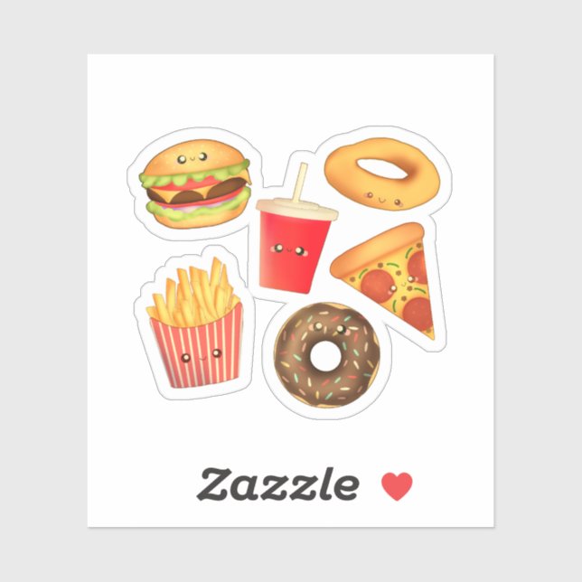 Kawaii Niedlich Junk Food Aufkleber (Blatt)