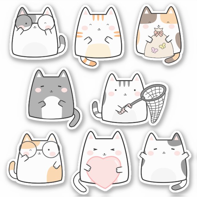 Kawaii Niedlich Kitty Cat Vinyl Stickers Aufkleber (Vorderseite)