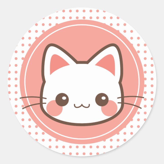 Kawaii niedlich Kitty Runder Aufkleber (Vorderseite)