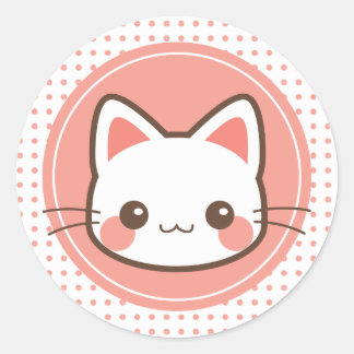 Kawaii niedlich Kitty Runder Aufkleber