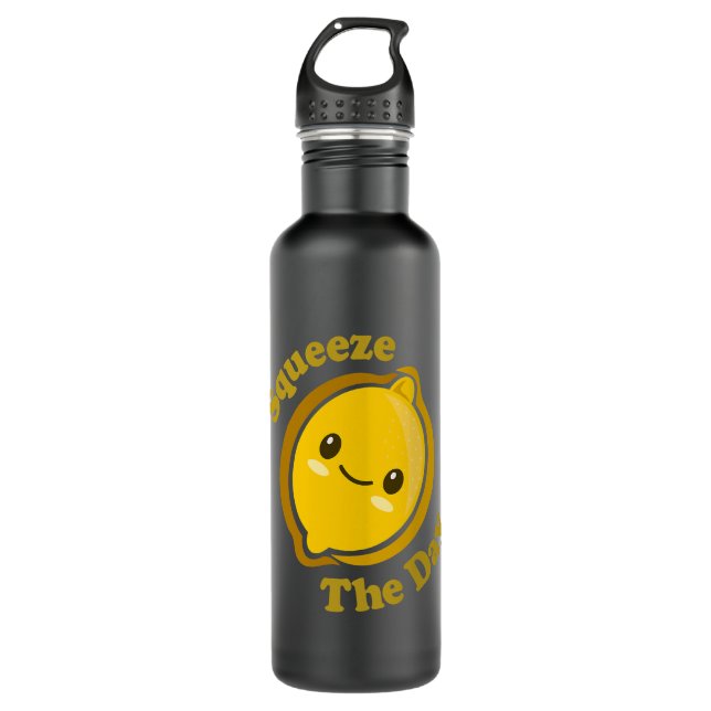 Kawaii Niedlich Lemon Squeeze The Day Funny Frucht Edelstahlflasche (Vorderseite)