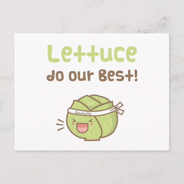 Kawaii Niedlich Lettuce Do Our Best Food Pub Spaß Postkarte (Vorderseite)