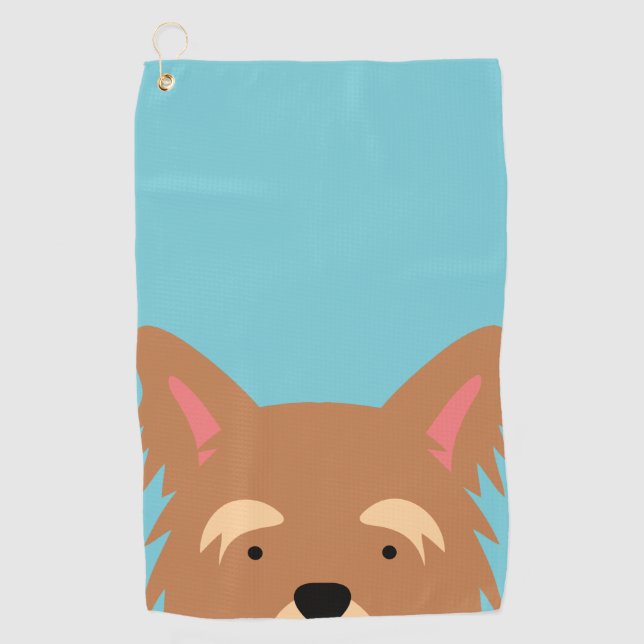 Kawaii Niedlich Little Yorkie Puppy Hund. Golfhandtuch (Vorderseite)