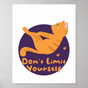 Kawaii niedlich-Orangenkatze, die Yoga-Posen macht Poster