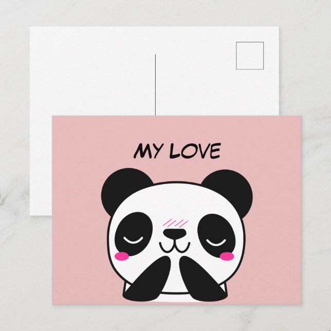 Kawaii Niedlich Panda Postcard Postkarte (Vorne/Hinten)