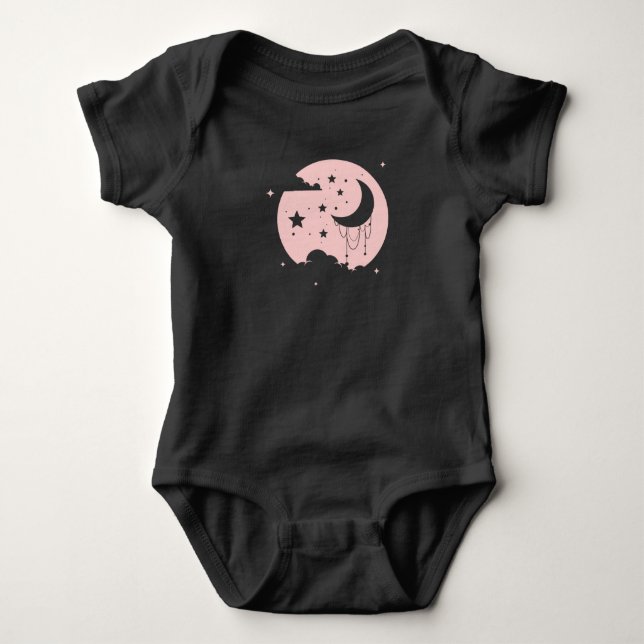 Kawaii Niedlich Pastel Goth Moon Baby Strampler (Vorderseite)