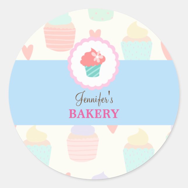 Kawaii Niedlich Pastell Bäckereiaufkleber Runder Aufkleber (Vorderseite)