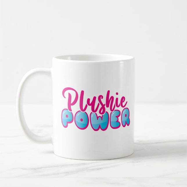 Kawaii Niedlich Pink Blue Plushie Power Kaffeetasse (Links)