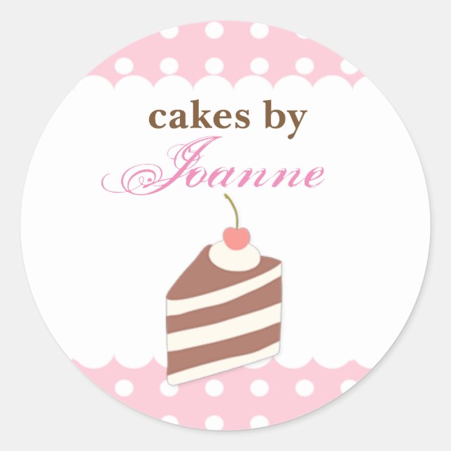 KAWAII niedlich PINK Cake Bäckerei Logo Aufkleber (Vorderseite)