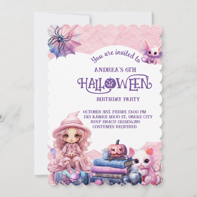 Kawaii Niedlich Pink Geburtstag Einladung (Vorderseite)