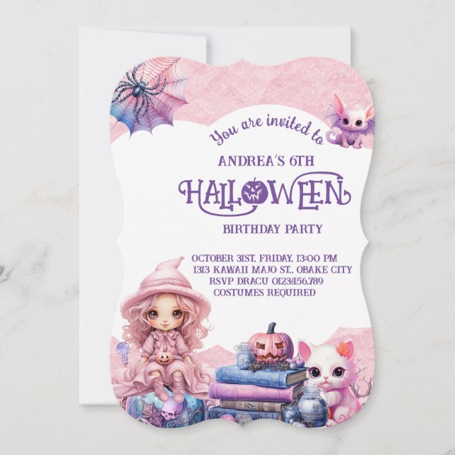 Kawaii Niedlich Pink Geburtstag Einladung (Vorderseite)