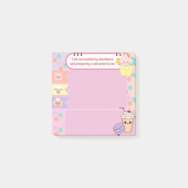 Kawaii Niedlich rosa und Lila Motivierend Post-it Klebezettel (Vorderseite)