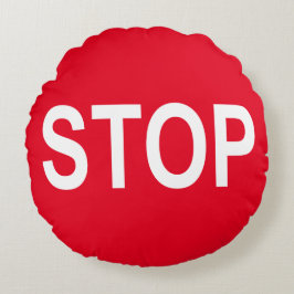 Kawaii Niedlich Stopp Sign für Nerd Geeks Rundes Kissen