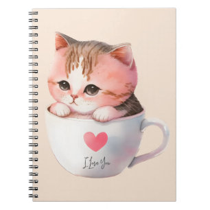 Kawaii Niedlich Striped Pink Chibi Cat Notizblock