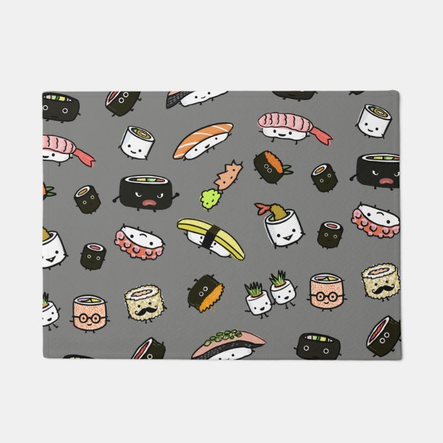 Kawaii Niedlich Sushi Characters Pattern Fußmatte (Vorderseite)