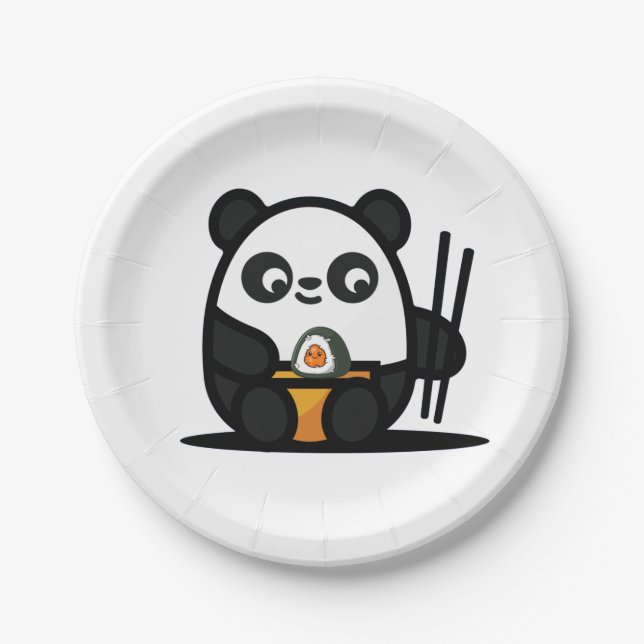 Kawaii Niedlich Sushi Panda Pappteller (Vorderseite)