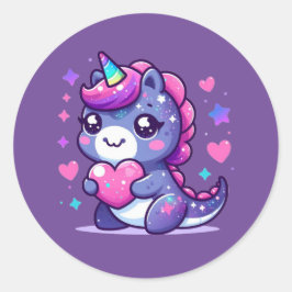 Kawaii Niedlich Valentins Einhorn Runder Aufkleber