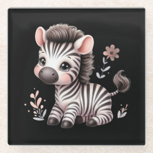 Kawaii Niedlich Zebra Wildlife Fun Black and White Glasuntersetzer