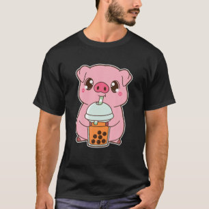 Kawaii Niedlich Zodiac Boba Pig Thai Iced Blubble T-Shirt