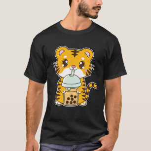 Kawaii Niedlich Zodiac Boba Tiger Mango Bubble Pea T-Shirt