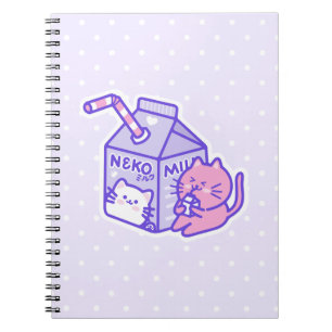 Kawaii Niedliche Katze mit Milchkasten Cartoon Notizblock