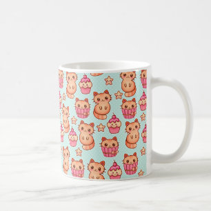 Kawaii Niedliche Katzen Cupcakes Pink und Blau Mus Kaffeetasse