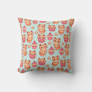 Kawaii Niedliche Katzen Cupcakes Pink und Blau Mus Kissen