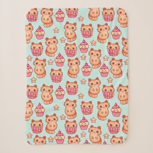 Kawaii Niedliche Katzen Cupcakes Pink und Blau Mus Sherpadecke