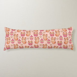 Kawaii Niedliche Katzen und Cupcakes rosa Muster Seitenschläferkissen