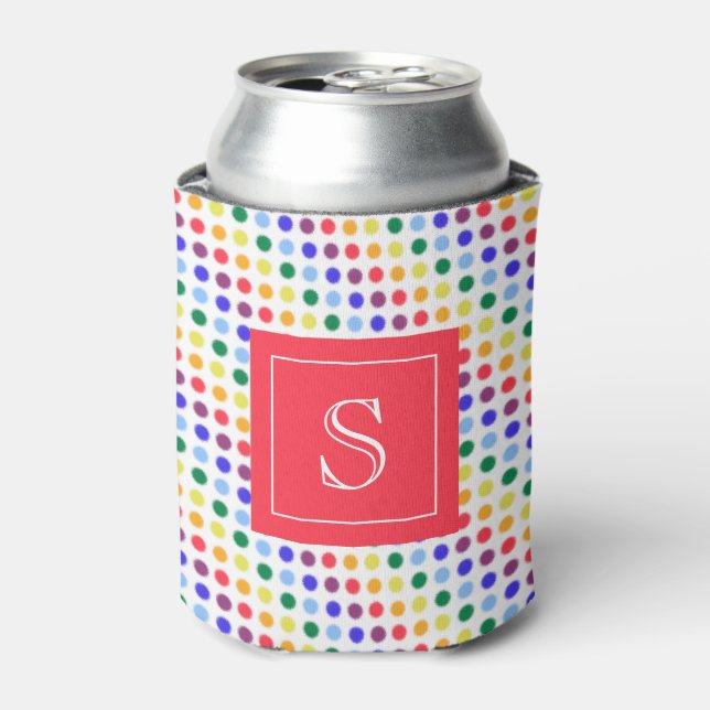Kawaii Niedliche Regenbogendots Monogramm Dosenkühler (Kanne Vorderseite)