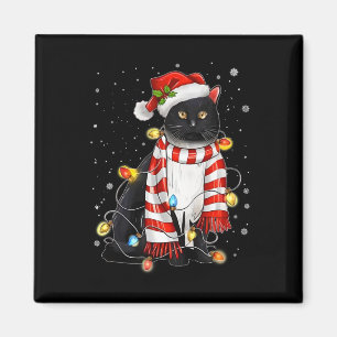 Kawaii Niedliche schwarze Katze Santa hat sich im  Magnet