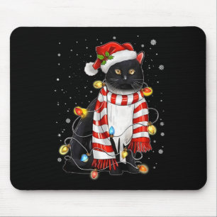 Kawaii Niedliche schwarze Katze Santa hat sich im Mousepad