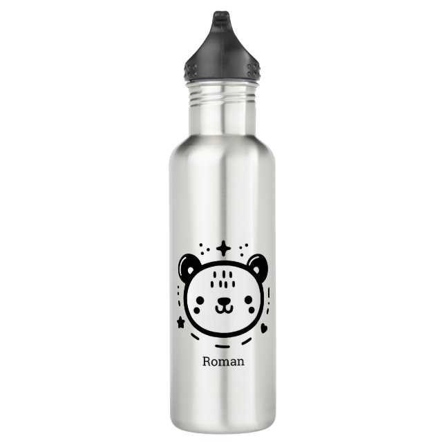 Kawaii niedlicher Bärenrand - Kawaii Minimalistisc Edelstahlflasche (Rechts)