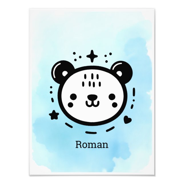 Kawaii niedlicher Bärenrand - Kawaii Minimalistisc Fotodruck (Vorne)