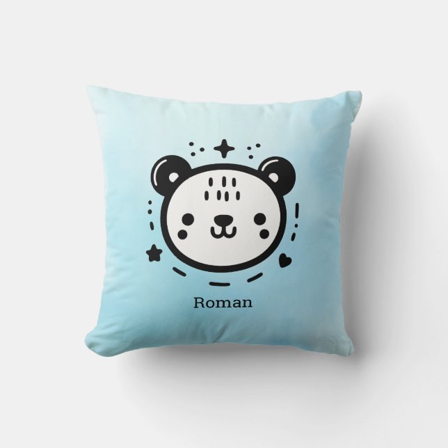 Kawaii niedlicher Bärenrand - Kawaii Minimalistisc Kissen (Vorderseite)
