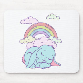 Kawaii Niedlicher Cartoon Bunny Rabbit Rainbow Mousepad