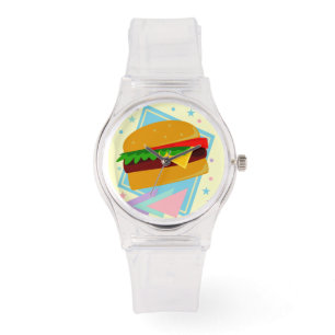Kawaii Niedlicher Cartoon Hamburger Cheeseburger B Armbanduhr